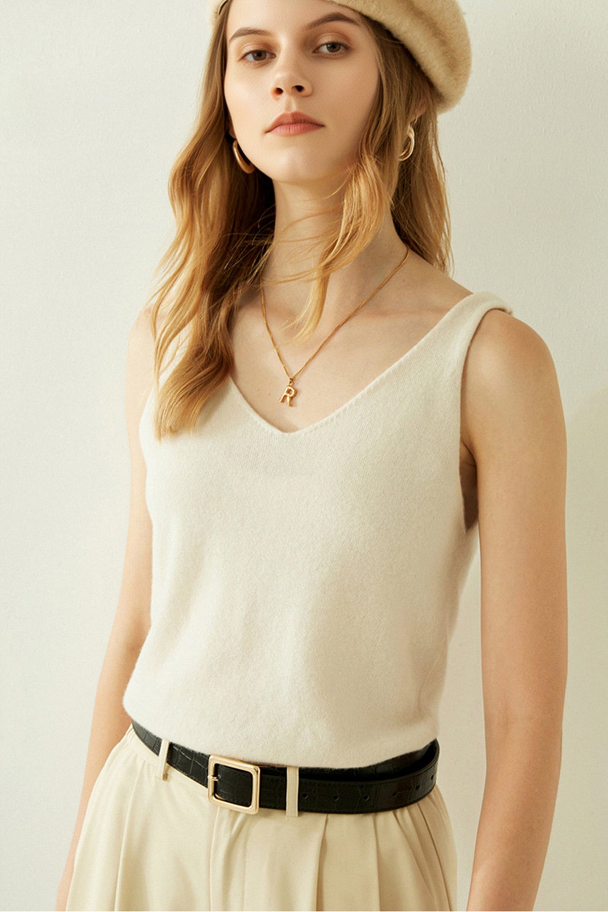 Ultrasoft Cashmere V-Neck Tank Top