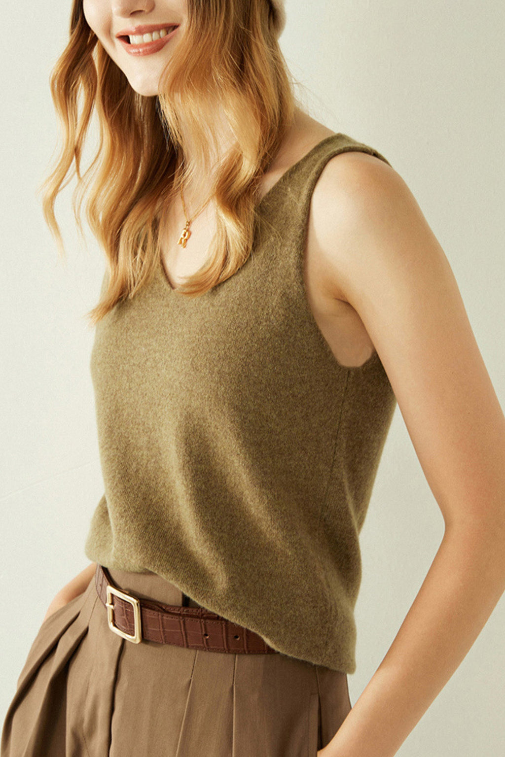 Ultrasoft Cashmere V-Neck Tank Top