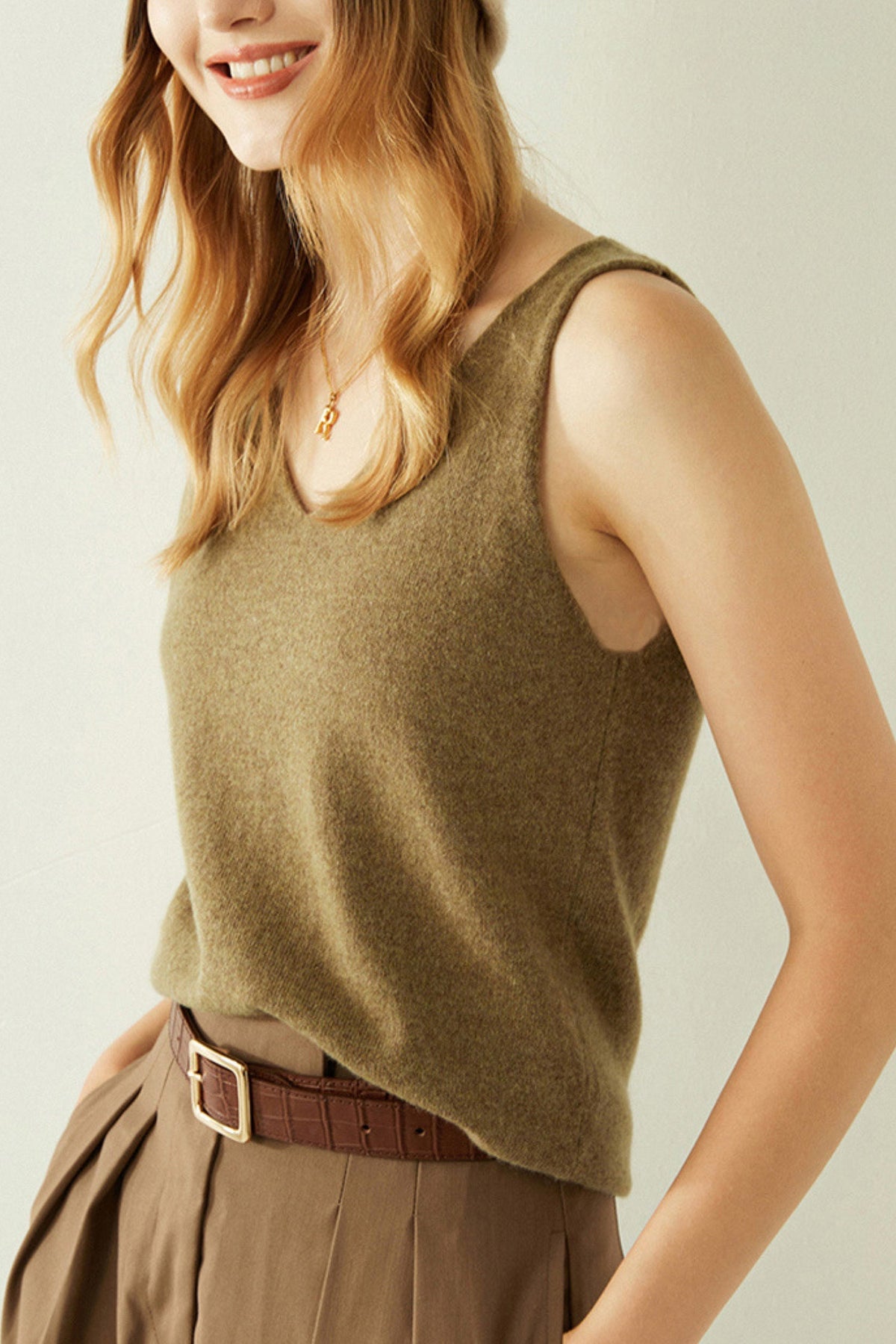 Ultrasoft Cashmere V-Neck Tank Top