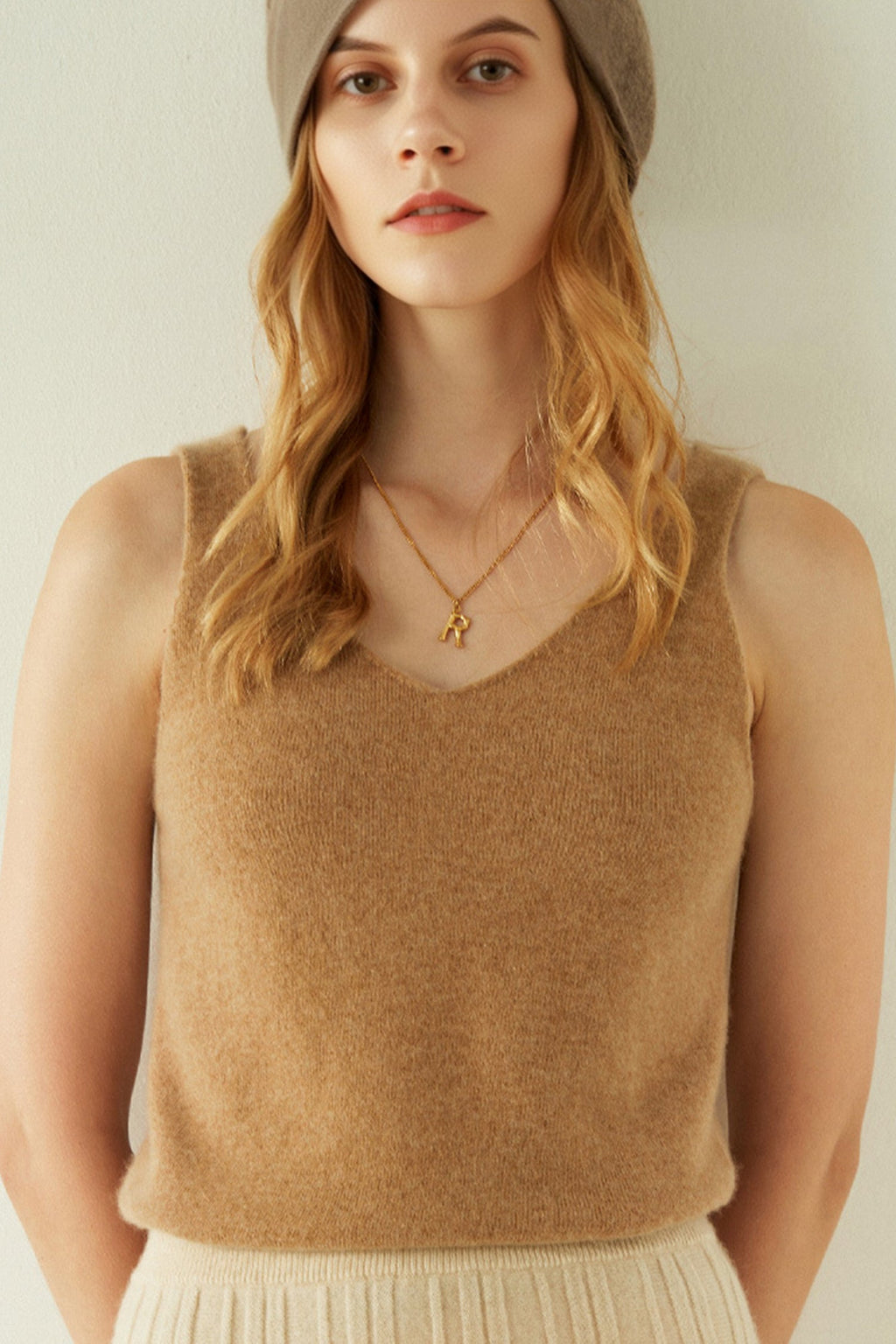 Ultrasoft Cashmere V-Neck Tank Top