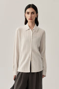 Ultrasoft Ribbed Wool Knit Button-Up Shirt