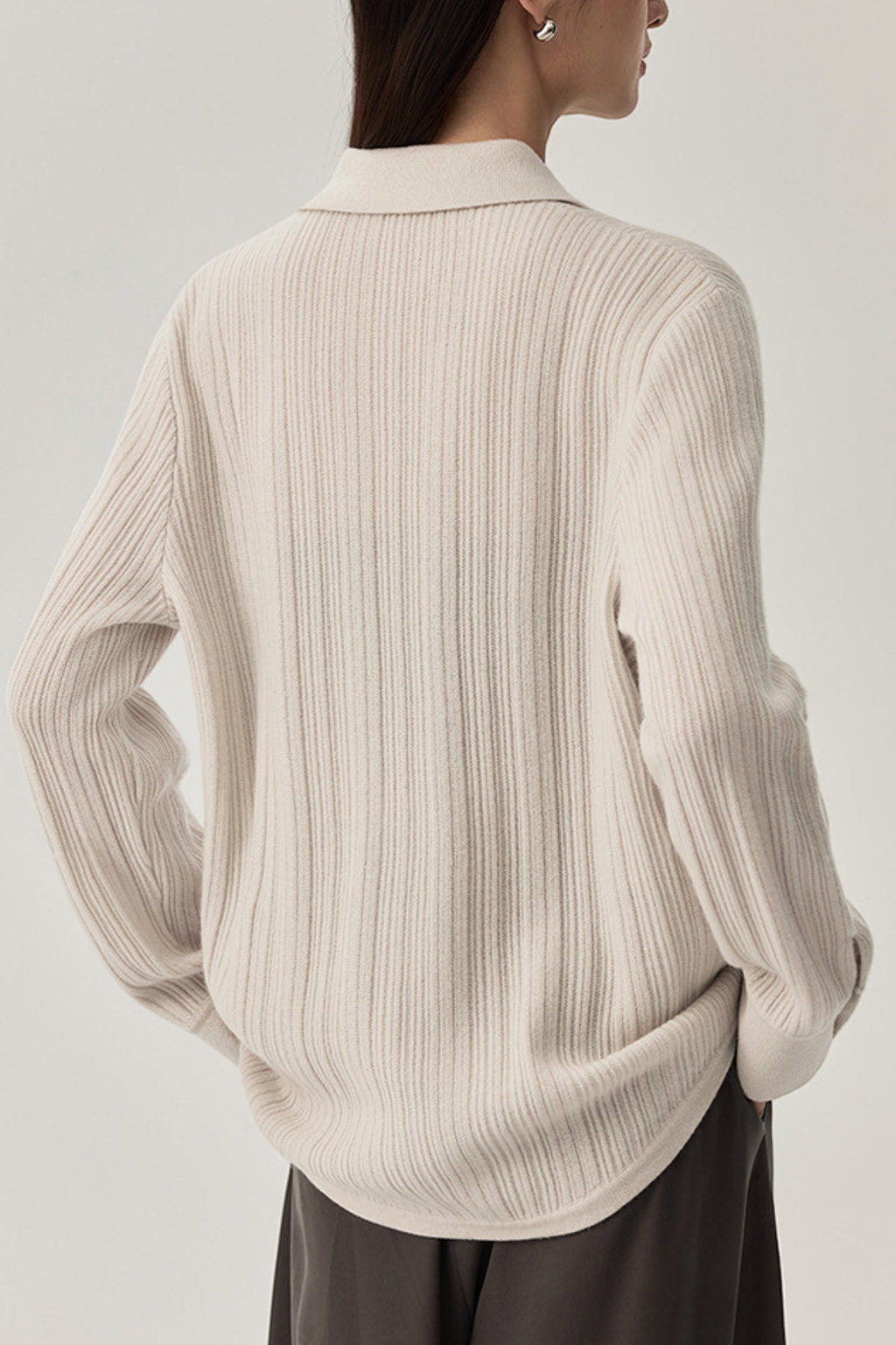 Ultrasoft Ribbed Wool Knit Button-Up Shirt