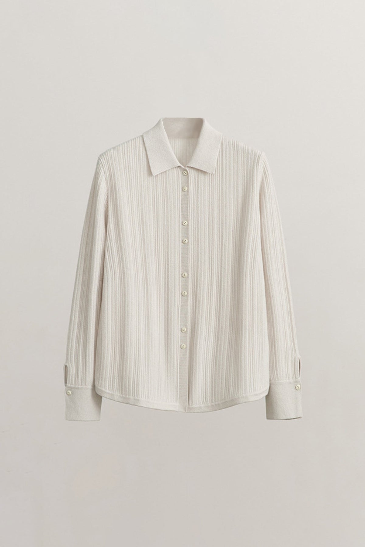 Ultrasoft Ribbed Wool Knit Button-Up Shirt