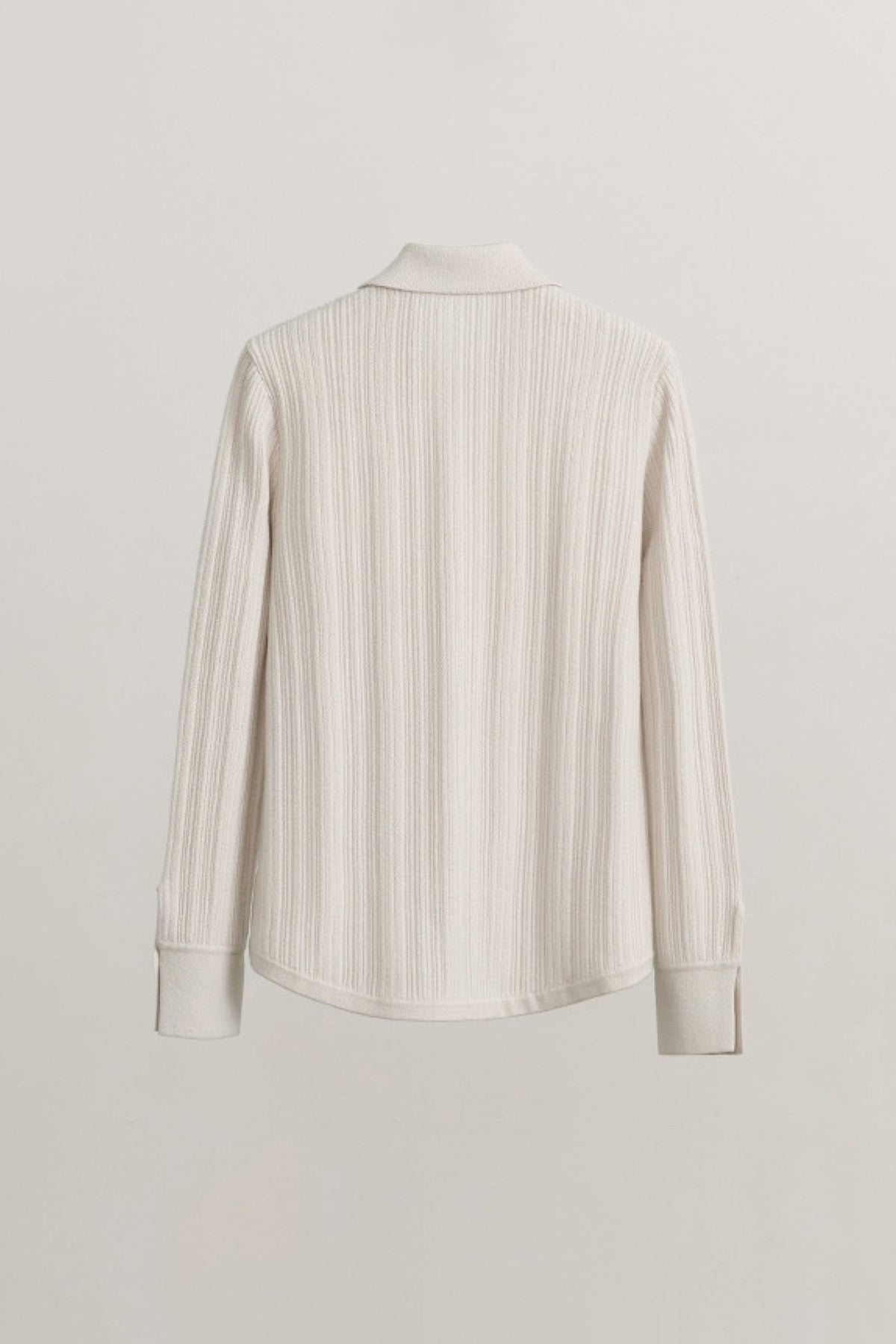 Ultrasoft Ribbed Wool Knit Button-Up Shirt
