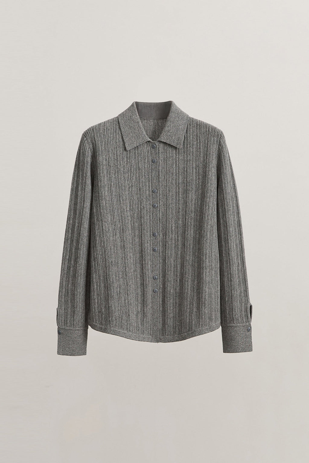 Ultrasoft Ribbed Wool Knit Button-Up Shirt