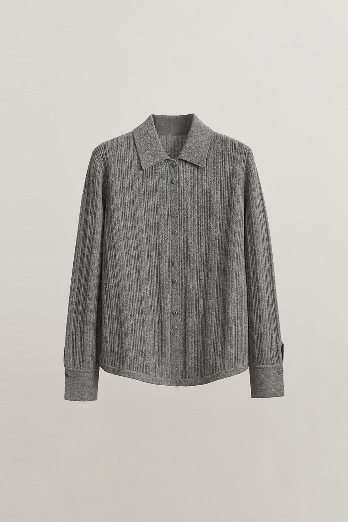 Ultrasoft Ribbed Wool Knit Button-Up Shirt