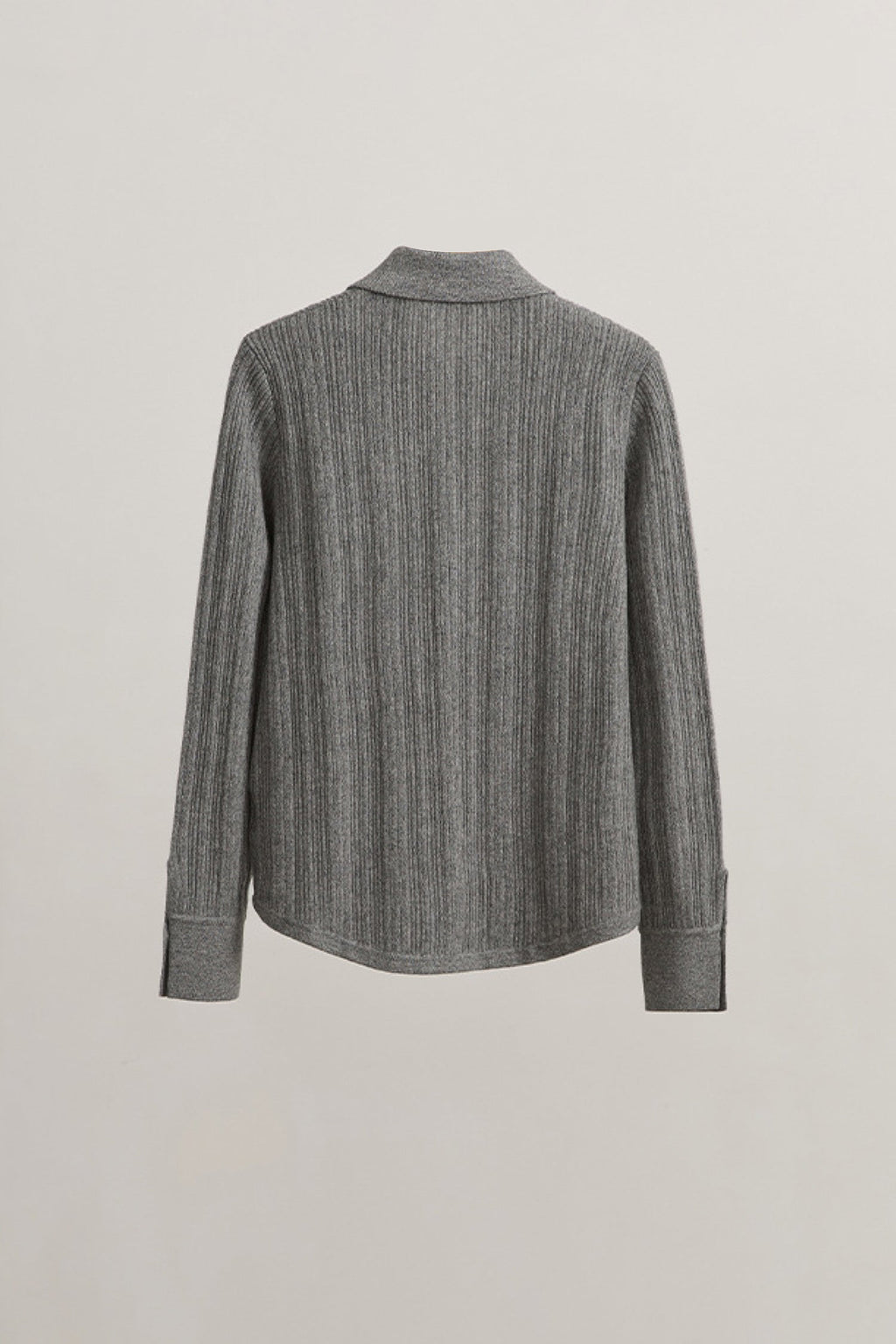 Ultrasoft Ribbed Wool Knit Button-Up Shirt