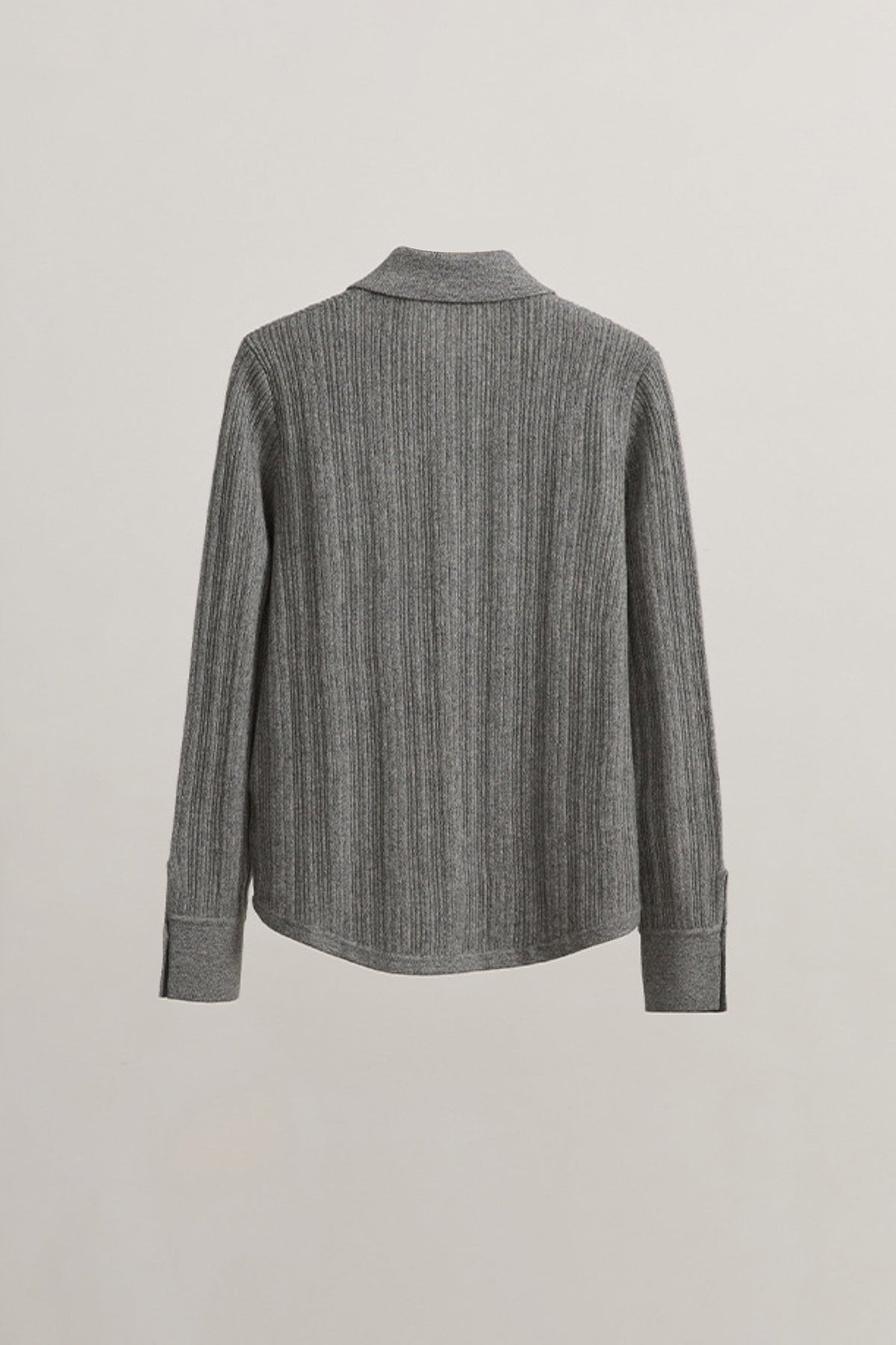 Ultrasoft Ribbed Wool Knit Button-Up Shirt