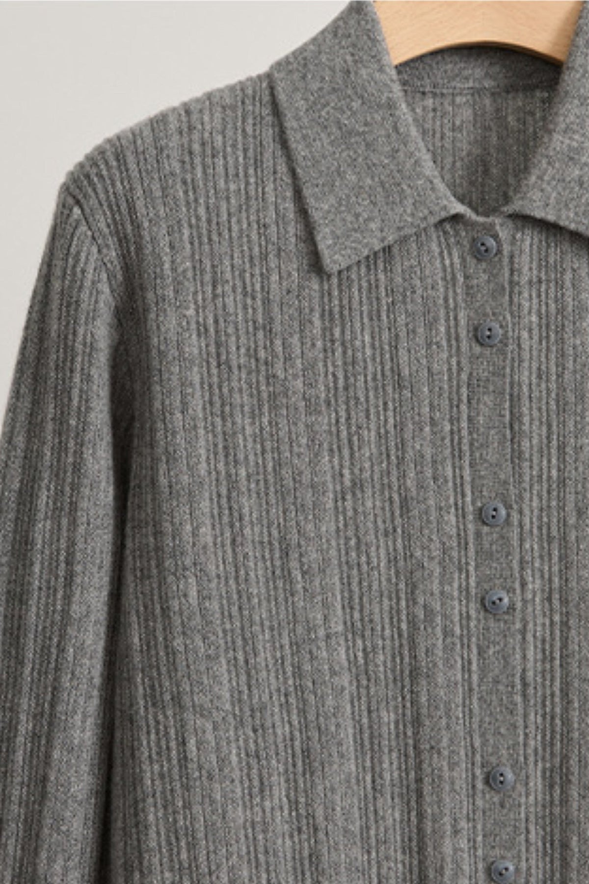 Ultrasoft Ribbed Wool Knit Button-Up Shirt