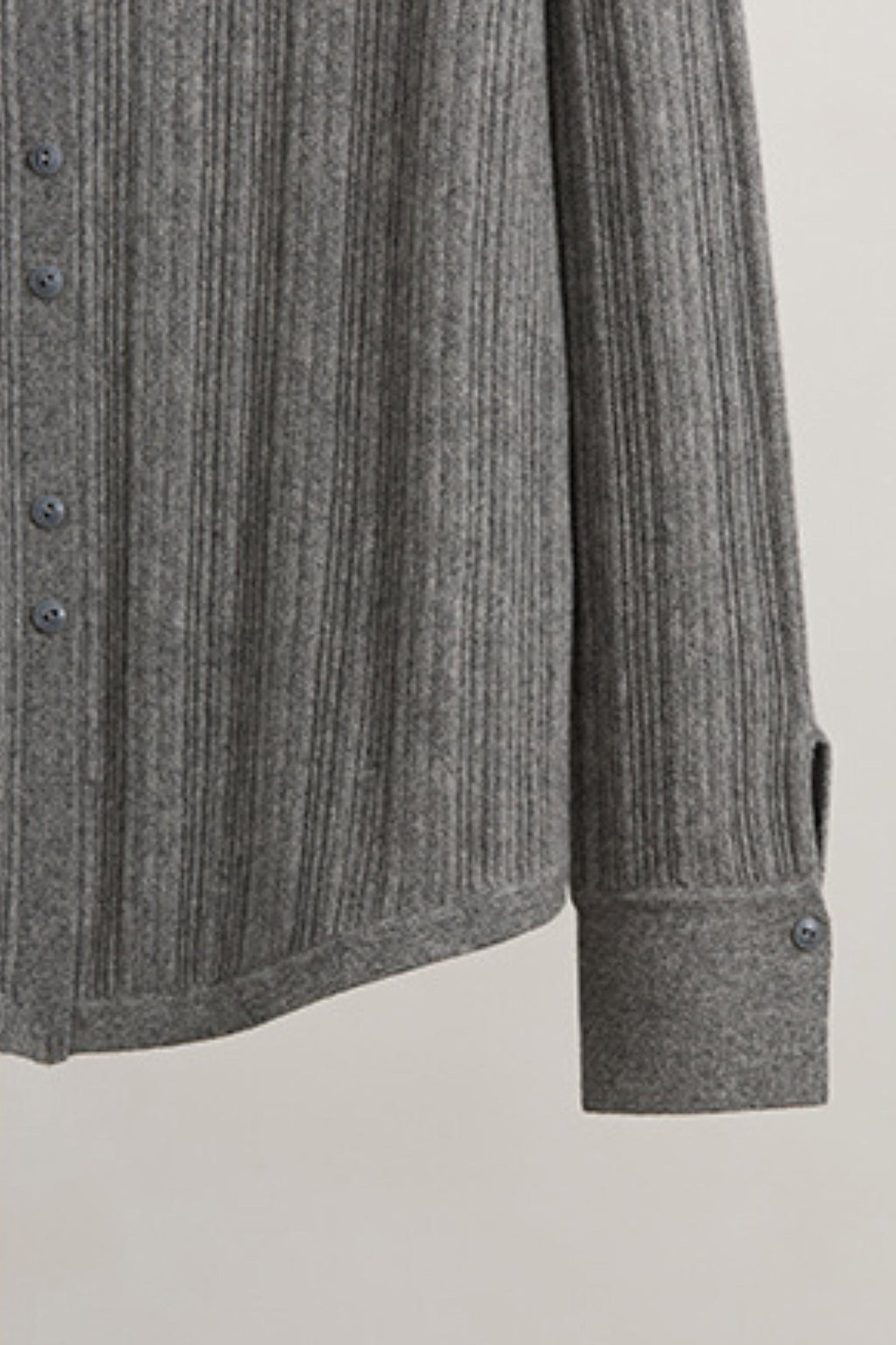 Ultrasoft Ribbed Wool Knit Button-Up Shirt