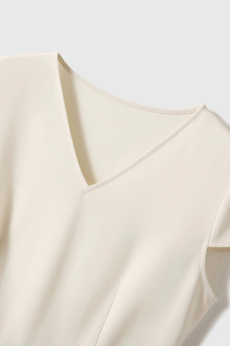 V-Neck Mermaid Midi Dress in Triacetate