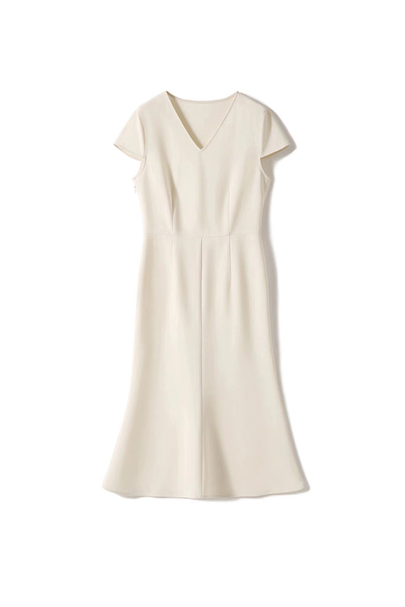 V-Neck Mermaid Midi Dress in Triacetate