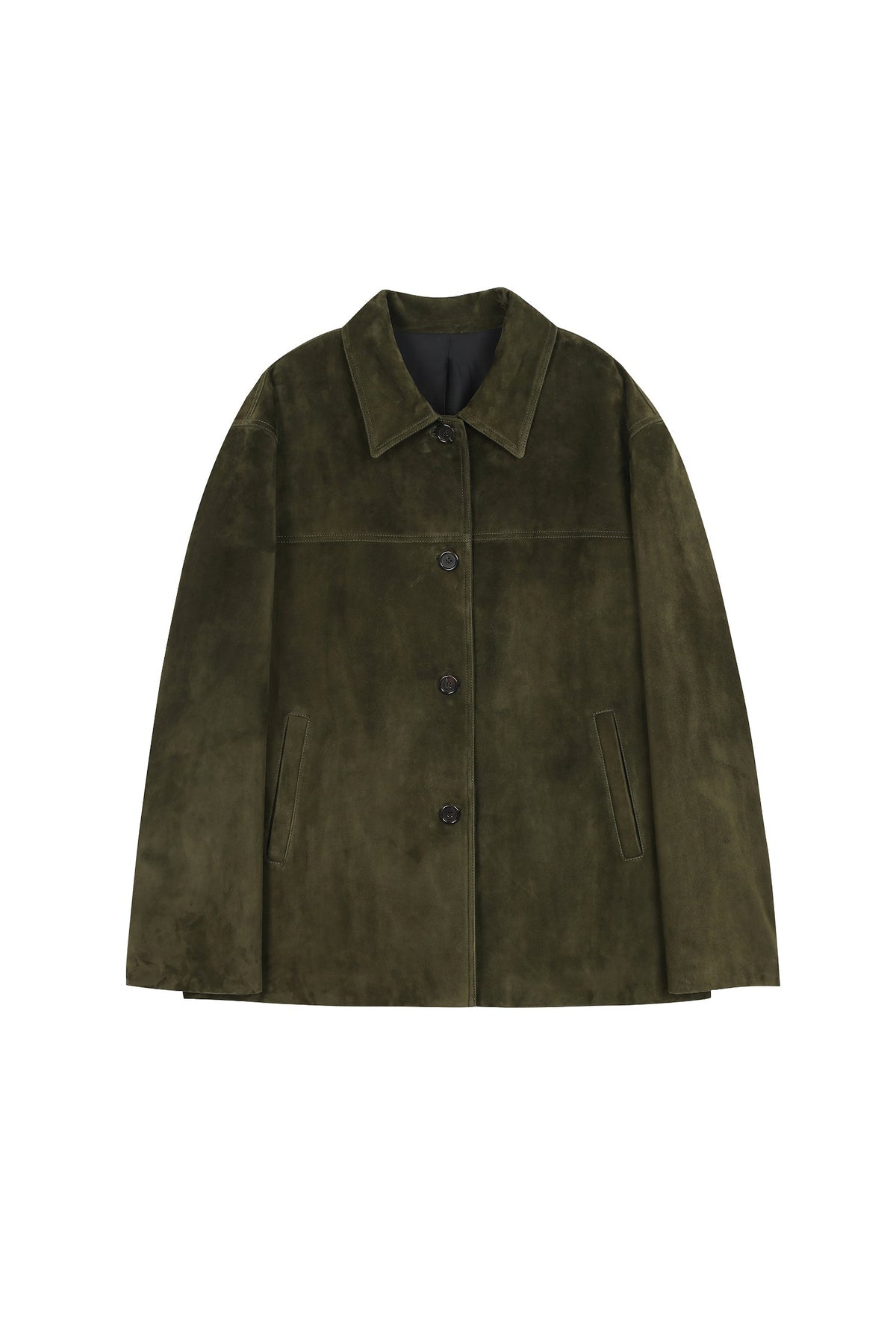 Vintage Suede Texture Button-Up Shirt Jacket