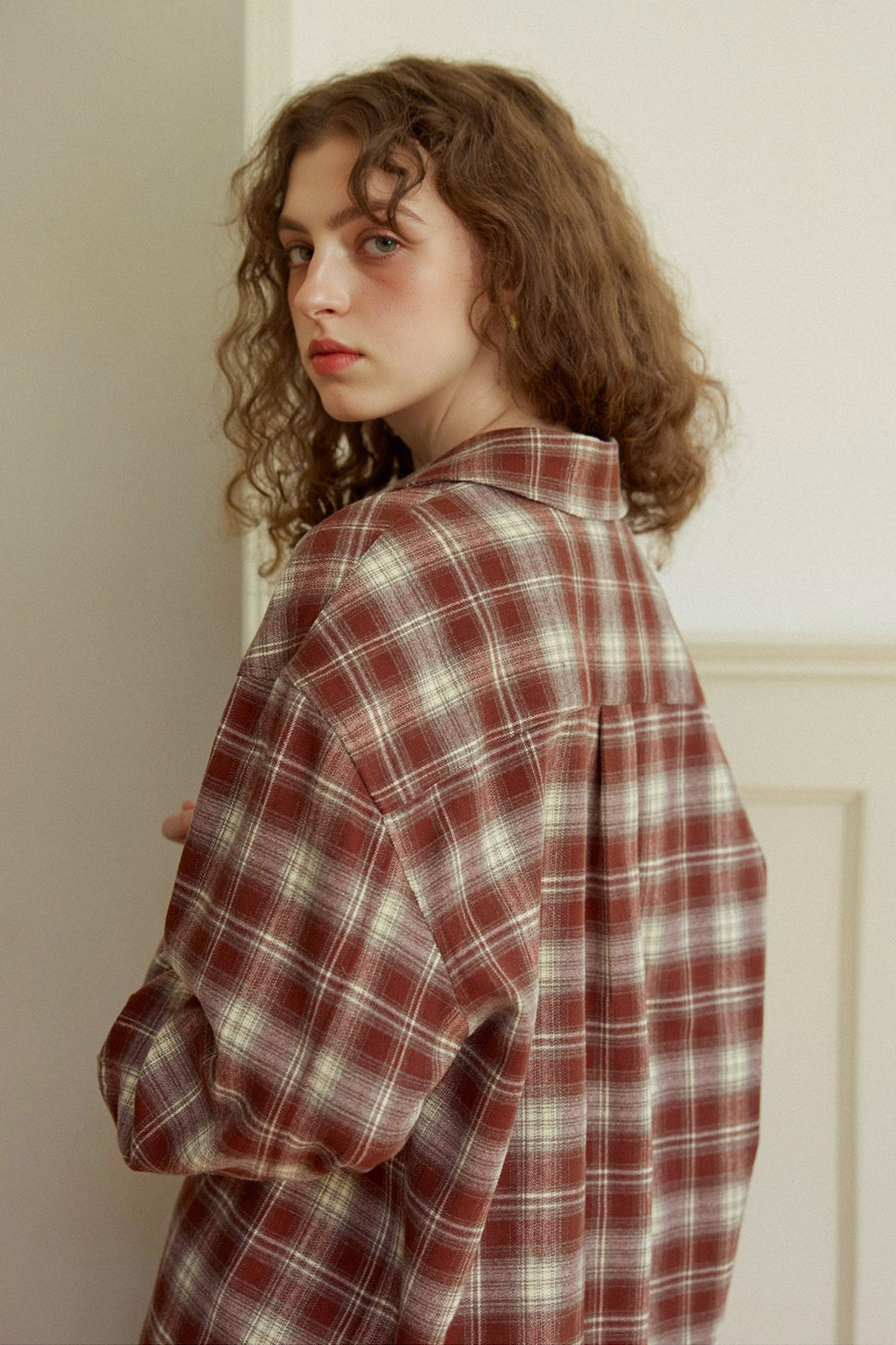 Vintage Plaid Long Sleeve Button-Up Shirt