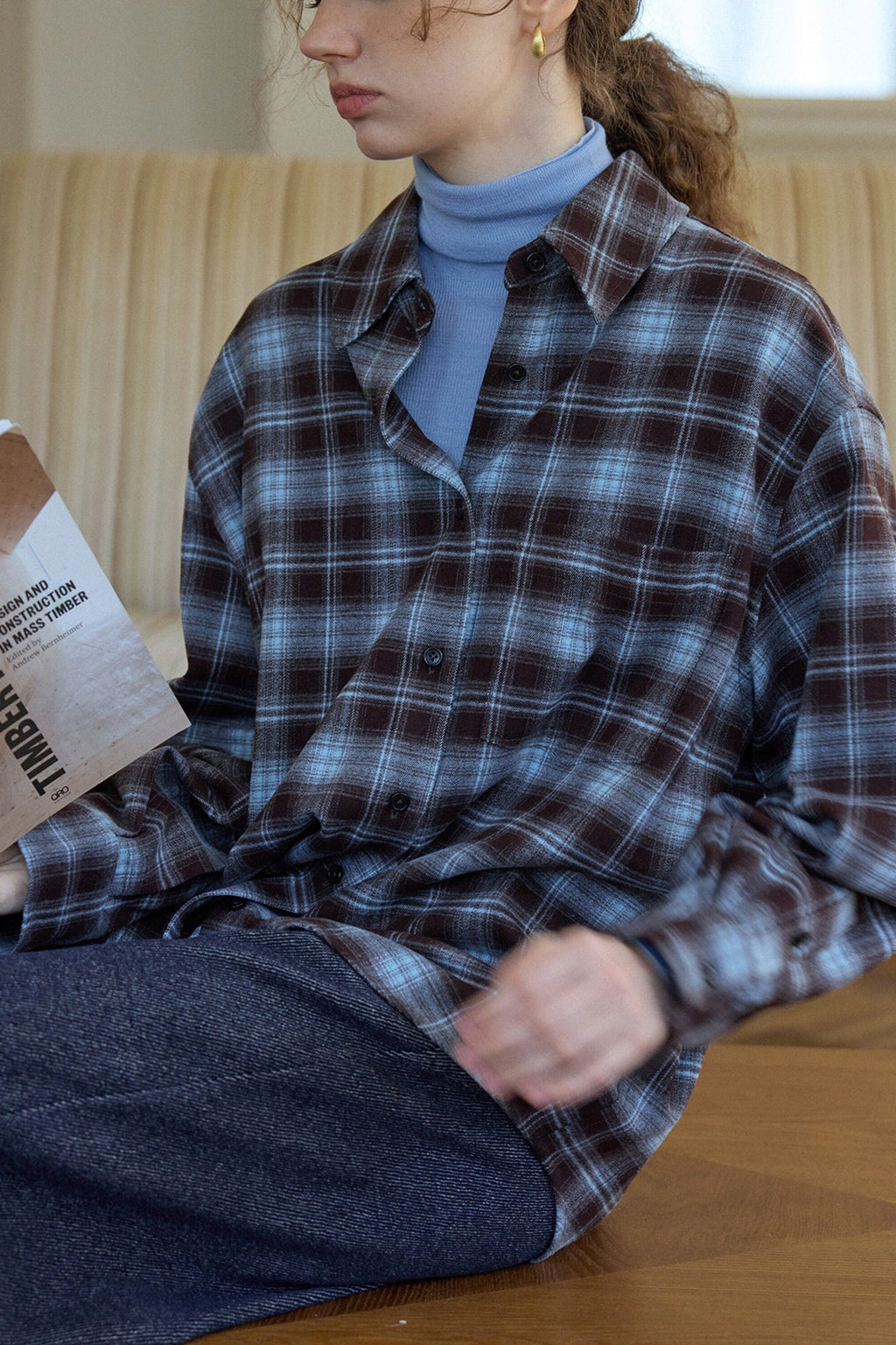 Vintage Plaid Long Sleeve Button-Up Shirt