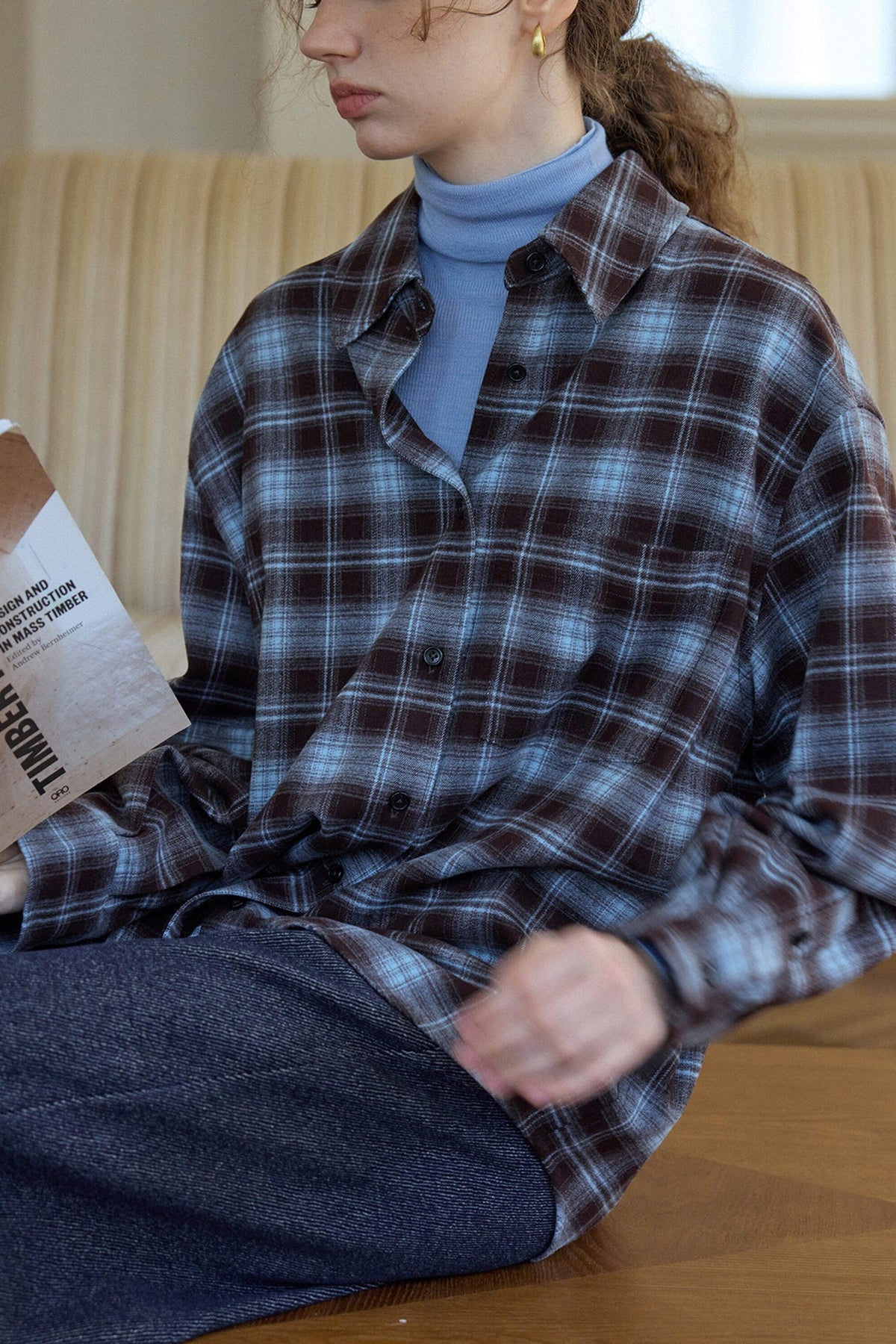 Vintage Plaid Long Sleeve Button-Up Shirt