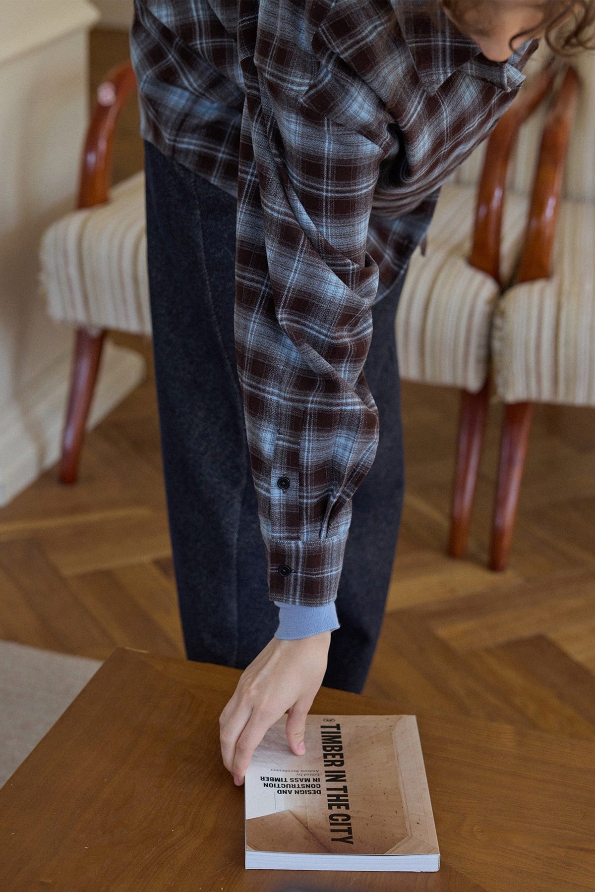 Vintage Plaid Long Sleeve Button-Up Shirt