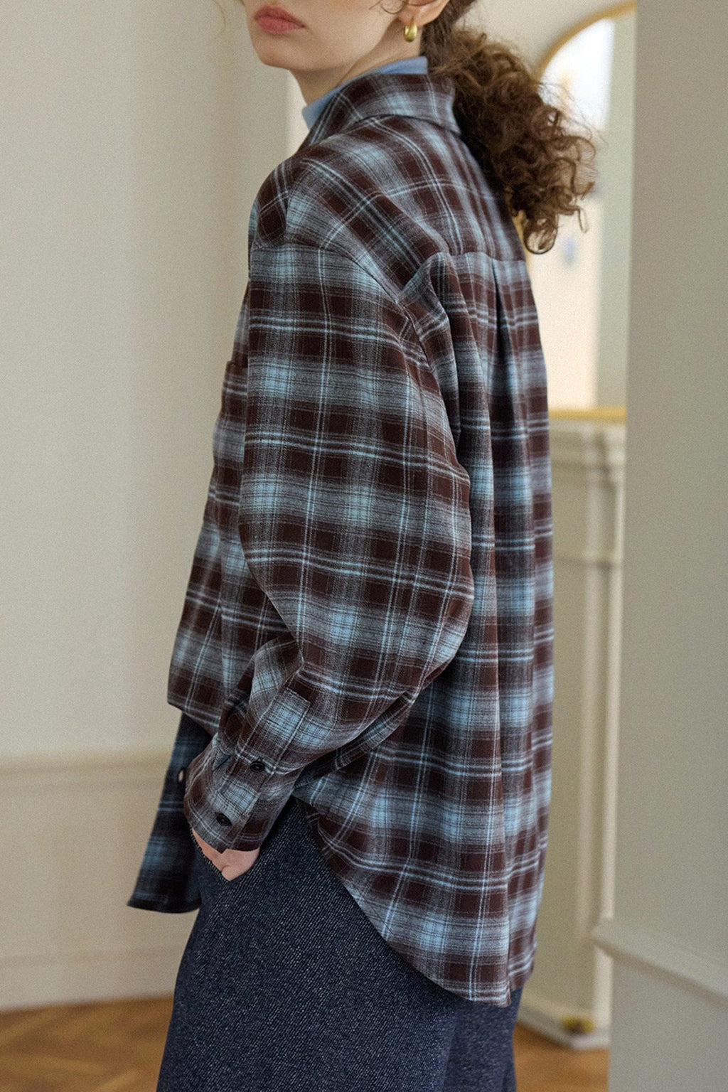 Vintage Plaid Long Sleeve Button-Up Shirt