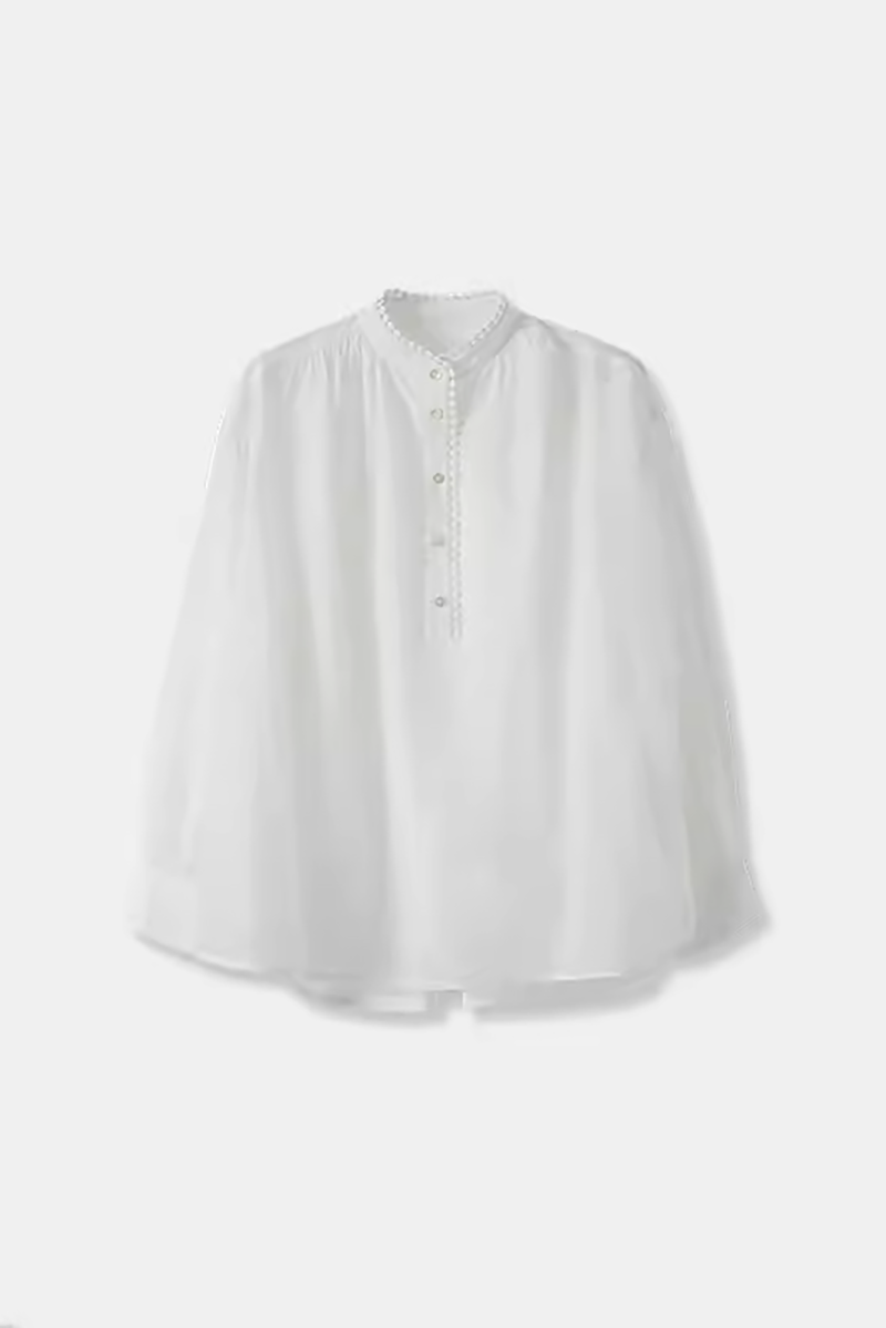 Vintage Stand Collar Button Up Shirt