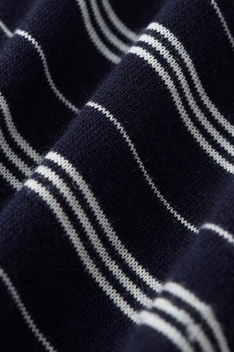 Washable Merino Wool Striped Polo Shirt