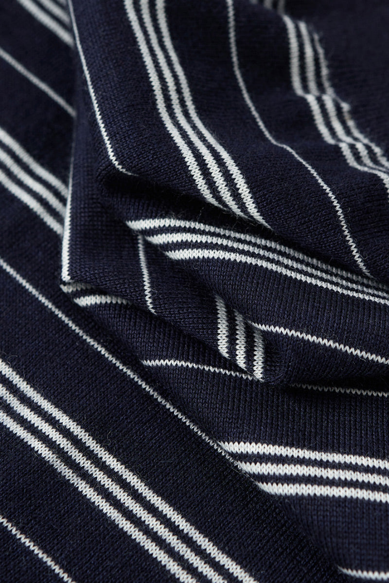 Washable Merino Wool Striped Polo Shirt
