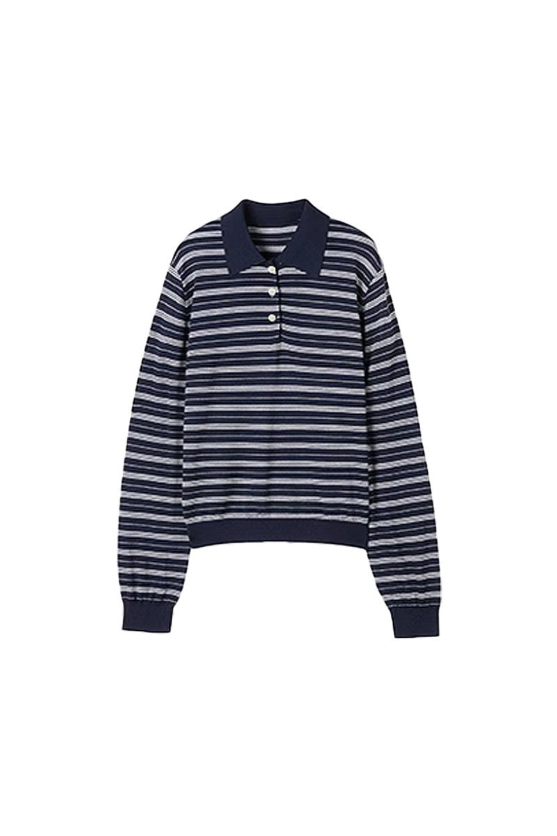 Washable Merino Wool Striped Polo Shirt
