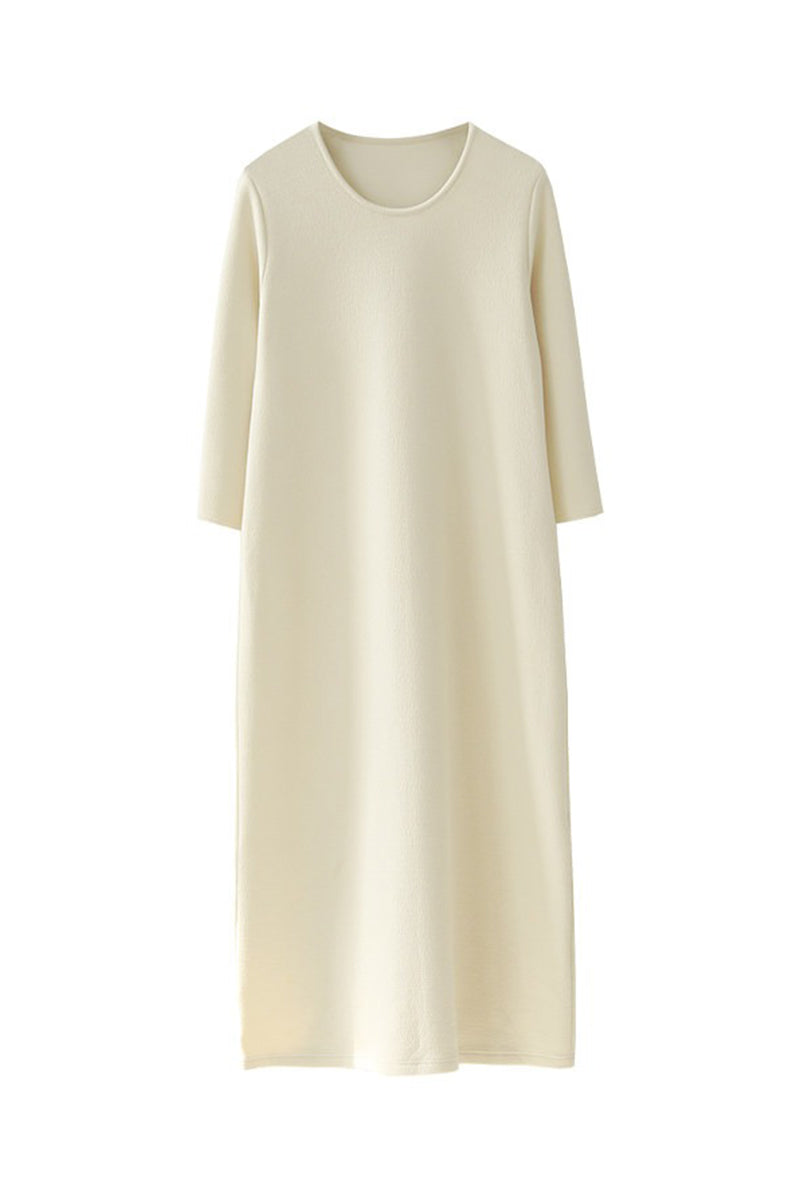 White 3/4 Sleeve Midi Shift Dress