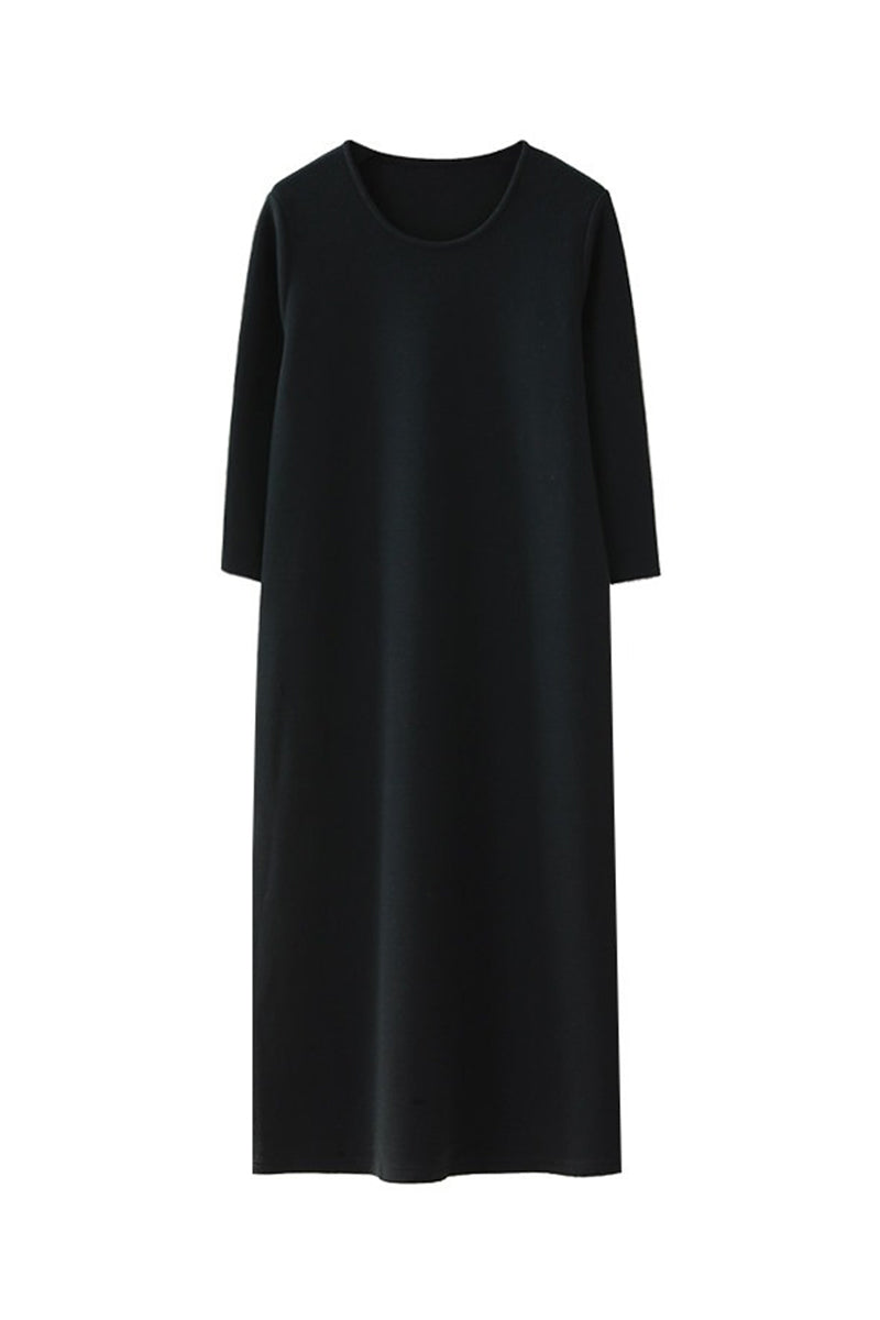 White 3/4 Sleeve Midi Shift Dress