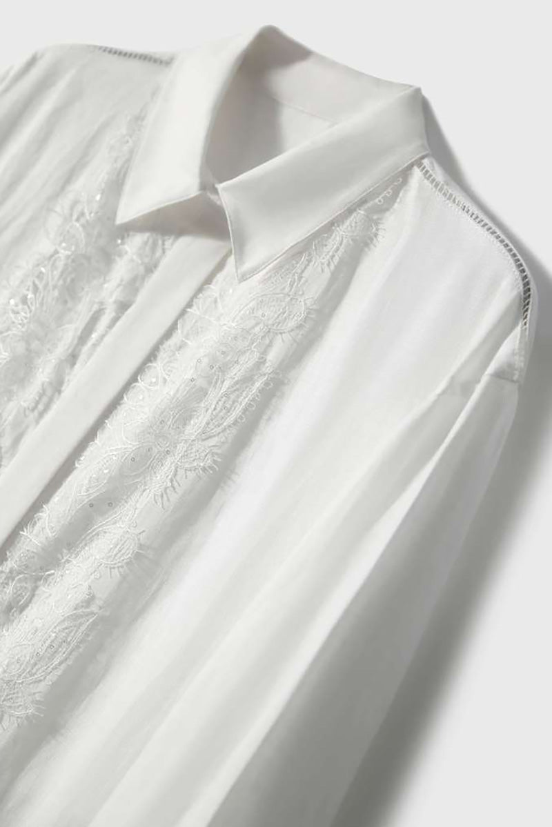 White Linen Embroidery Shirt