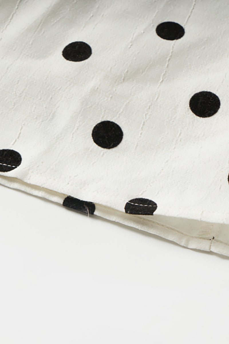 White Polka-Dot Spaghetti-Strap Midi Dress