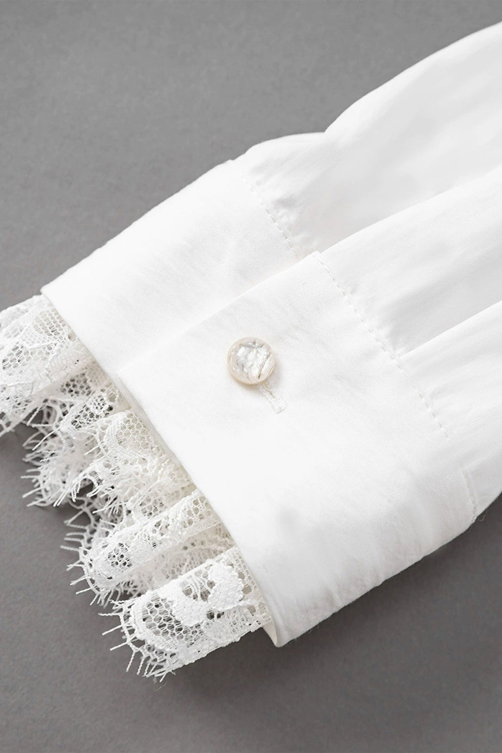 White Sheer V-Neck Lace Blouse