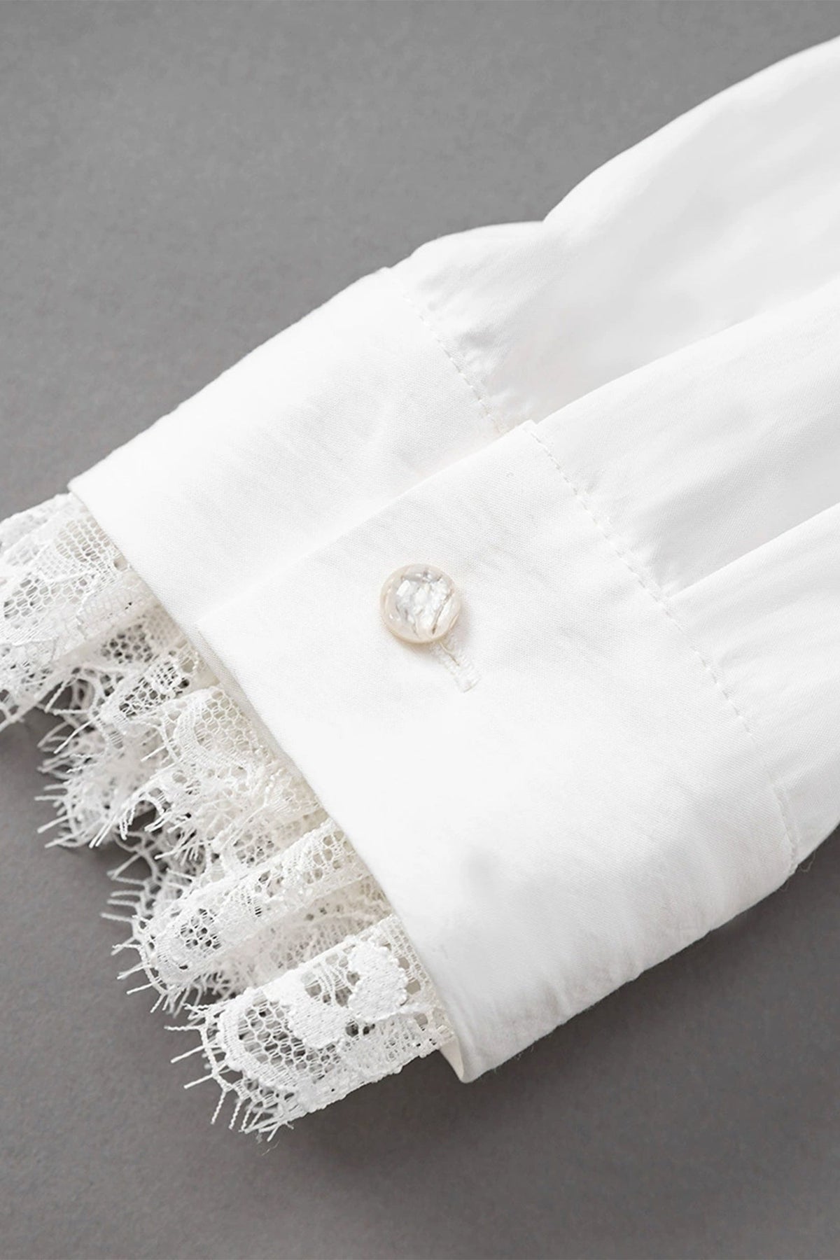 White Sheer V-Neck Lace Blouse