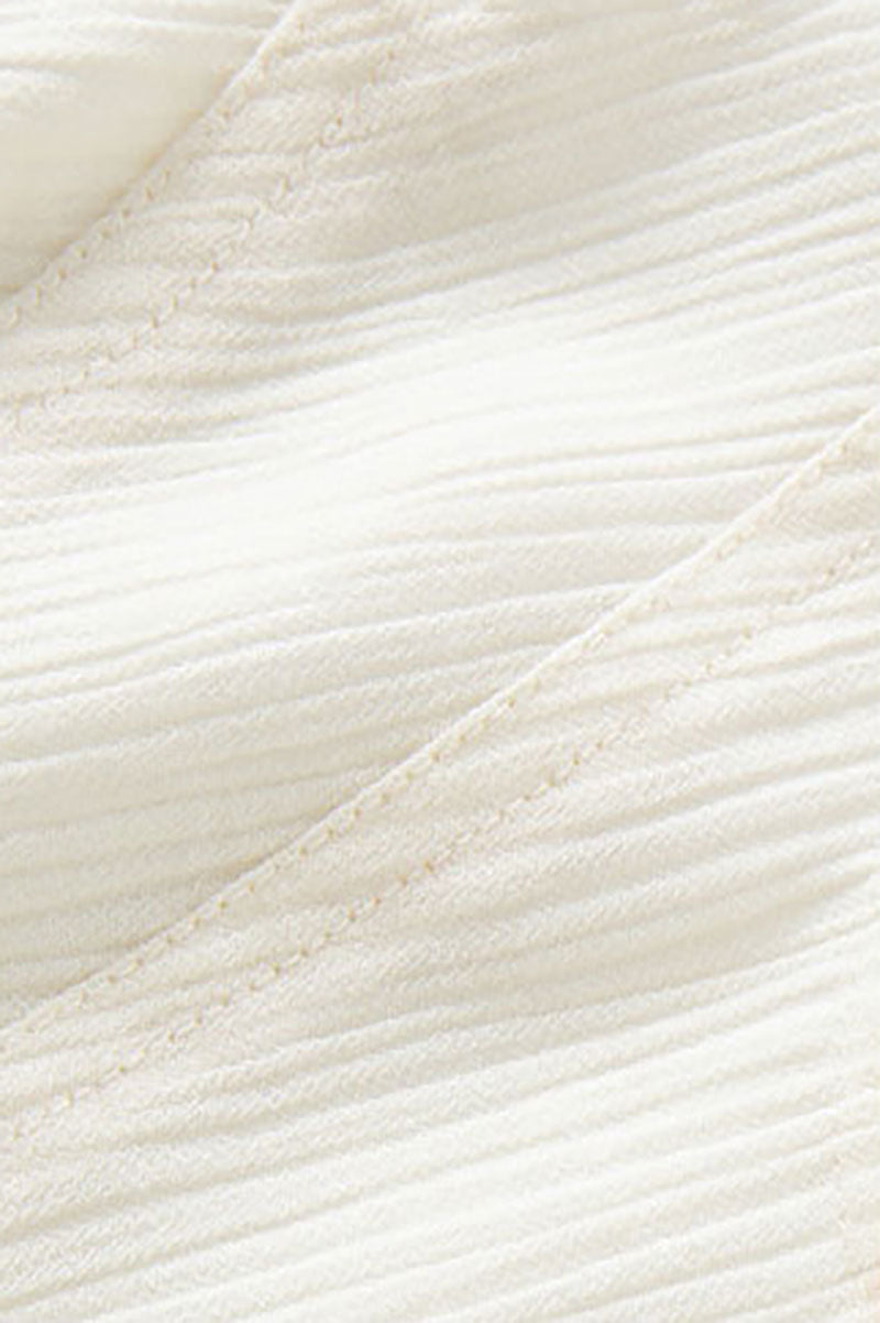 White Short-Sleeve A-Line Midi Dress