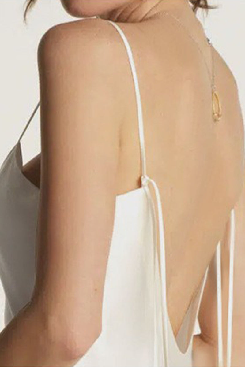 White Silk Backless Maxi Slip Dress