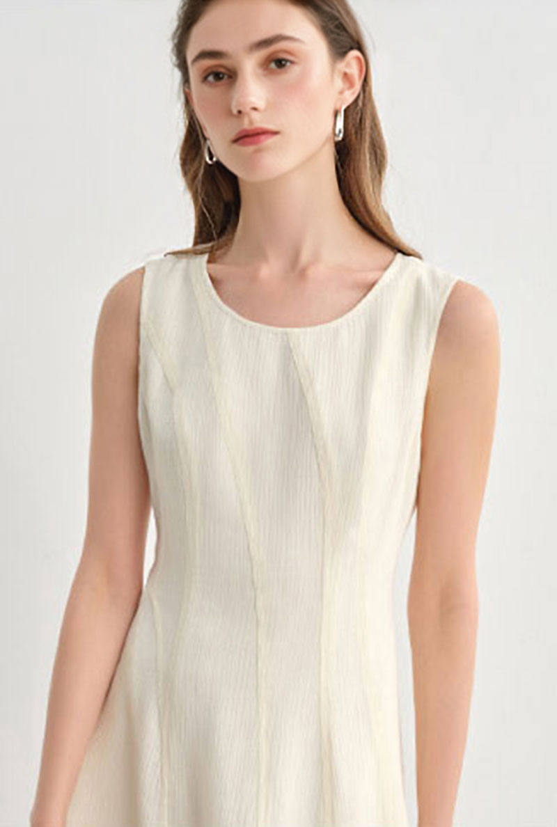 White Sleeveless A-Line Midi Dress