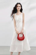 White Sleeveless Square-Neck A-Line Maxi Dress