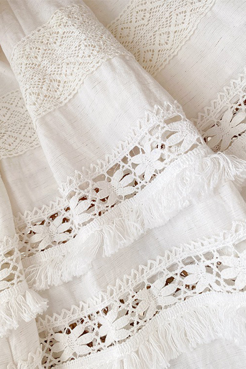 White Tiered Sleeveless V Neck Maxi Dress