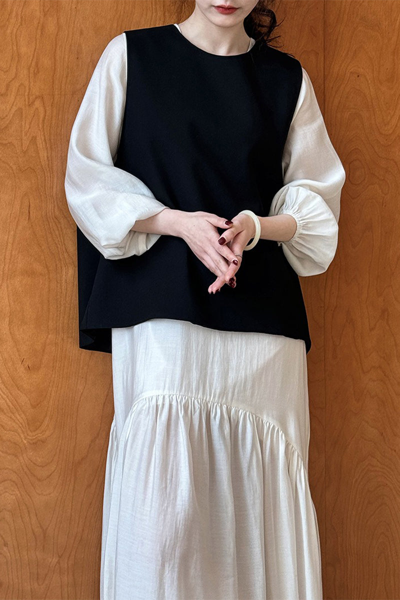 White Tiered V-Neck Balloon Sleeve Maxi Dress