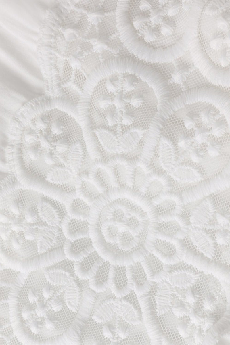 White V-Neck Lace Button-Front Maxi Dress