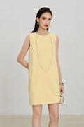 Yellow Triacetate-Blend Mini Shift Dress with Pockets