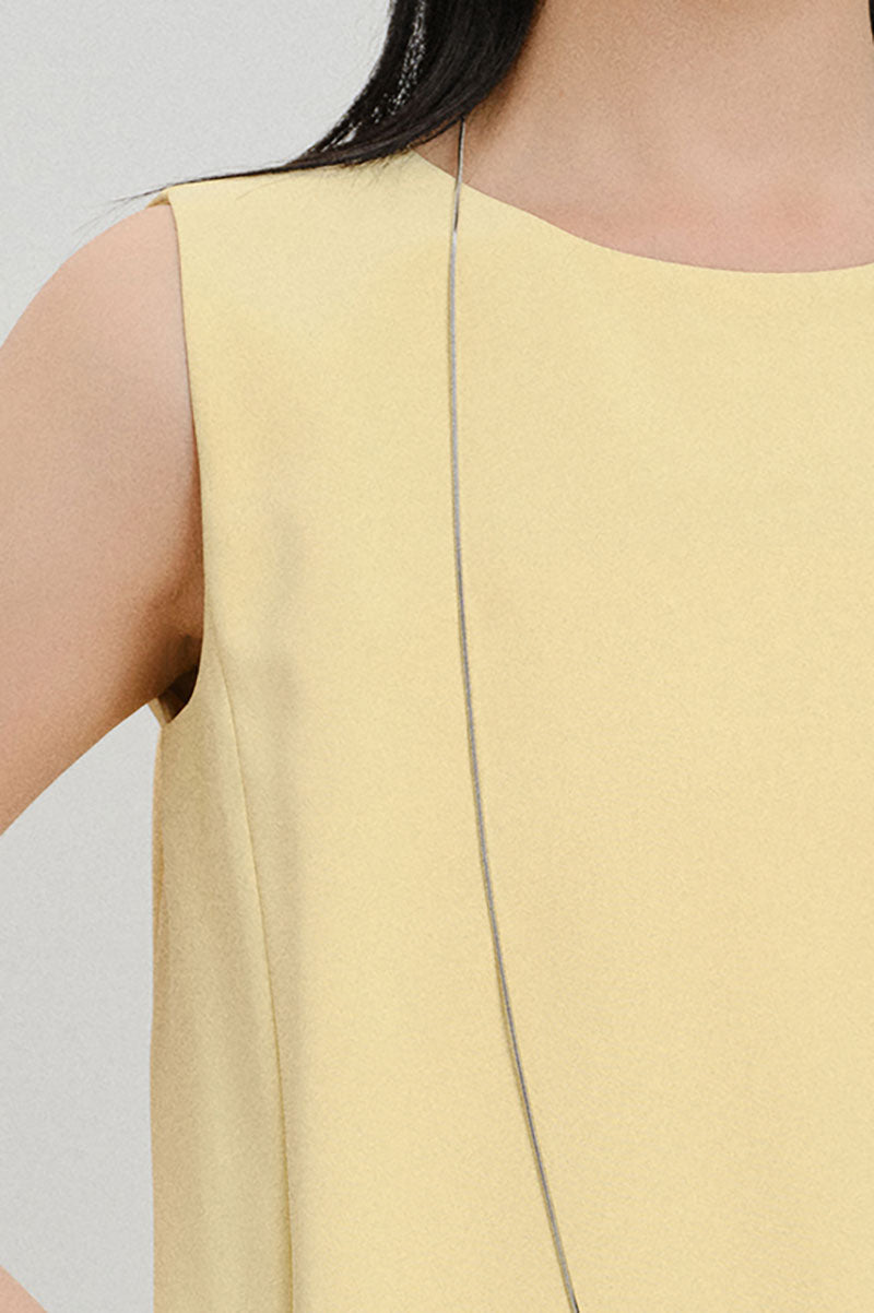 Yellow Triacetate-Blend Mini Shift Dress with Pockets